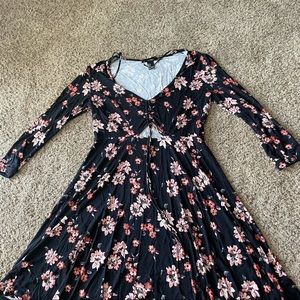 Forever 21 Flower Print Black Dress